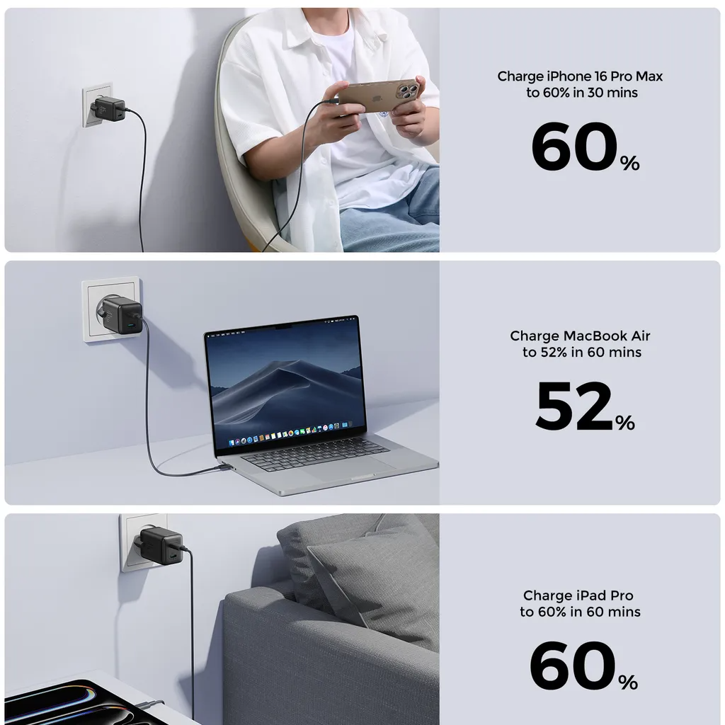 Joyroom JR-TCG17 Netwerkoplader, 45W, 3A, 2 x USB-C, Zwart