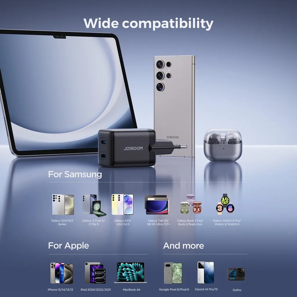 Joyroom JR-TCG17 Netwerkoplader, 45W, 3A, 2 x USB-C, Zwart