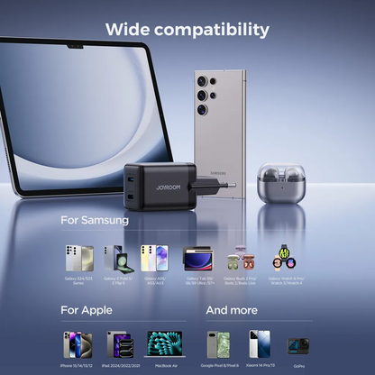 Joyroom JR-TCG17 Netwerkoplader, 45W, 3A, 2 x USB-C, Zwart