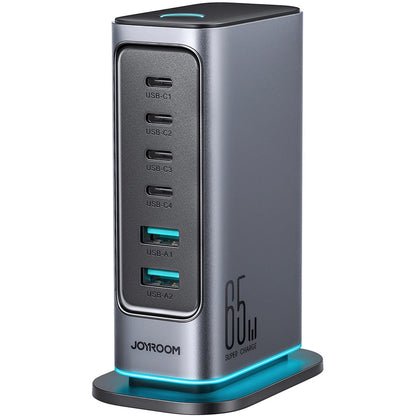 Oplaadstation Joyroom JR-TCM02, 65W, 3.25A, 2 x USB-A - 4 x USB-C, Gri