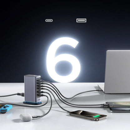 Oplaadstation Joyroom JR-TCM02, 65W, 3.25A, 2 x USB-A - 4 x USB-C, Gri