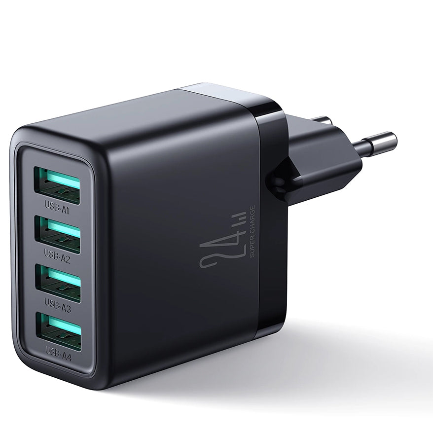 Chargeur réseau Joyroom JR-TCN03, 24W, 2.4A, 4 x USB-A, Noir 