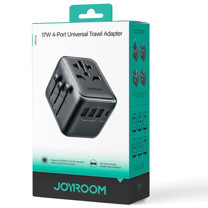 Netwerkoplader Joyroom JR-TCW01 Travel, 17W, 3A, 1 x USB-C - 3 x USB-A, Zwart 