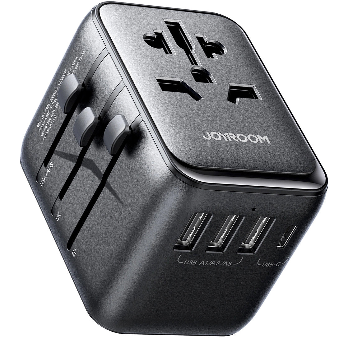 Netwerkoplader Joyroom JR-TCW01 Travel, 17W, 3A, 1 x USB-C - 3 x USB-A, Zwart 