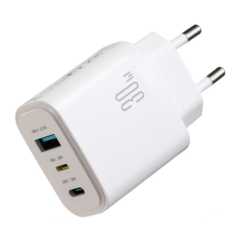 Chargeur secteur Joyroom JR-TG6, 30W, 3A, 1 x Lightning - 1 x USB-A - 1 x USB-C, Blanc