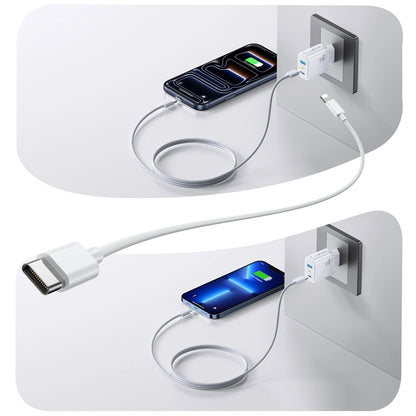 Chargeur secteur Joyroom JR-TG6, 30W, 3A, 1 x Lightning - 1 x USB-A - 1 x USB-C, Blanc