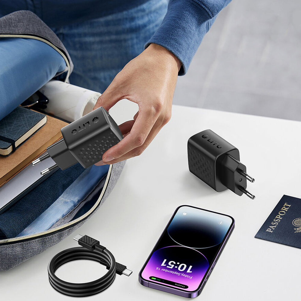 Netzladegerät Lito LC25, 65W, 3.25A, 1 x USB-A - 2 x USB-C, Schwarz