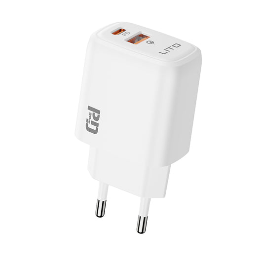 Netwerkoplader Lito LC28, 20W, 3A, 1 x USB-A - 1 x USB-C, Wit