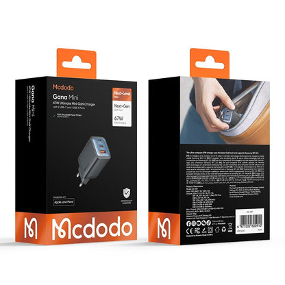 Netzladegerät McDodo CH-0970 Gana Mini, 67W, 3A, 1 x USB-A - 2 x USB-C, Schwarz