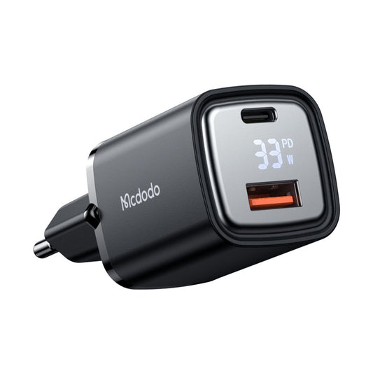 Netzladegerät McDodo CH-1701 Graphite Display, 33W, 3A, 1 x USB-A - 1 x USB-C, Schwarz