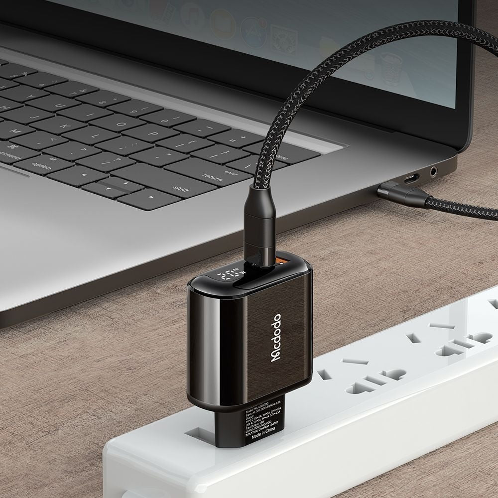 Netzladegerät McDodo CH-7170 Chocolate Display, 20W, 3A, 1 x USB-A - 1 x USB-C, Schwarz