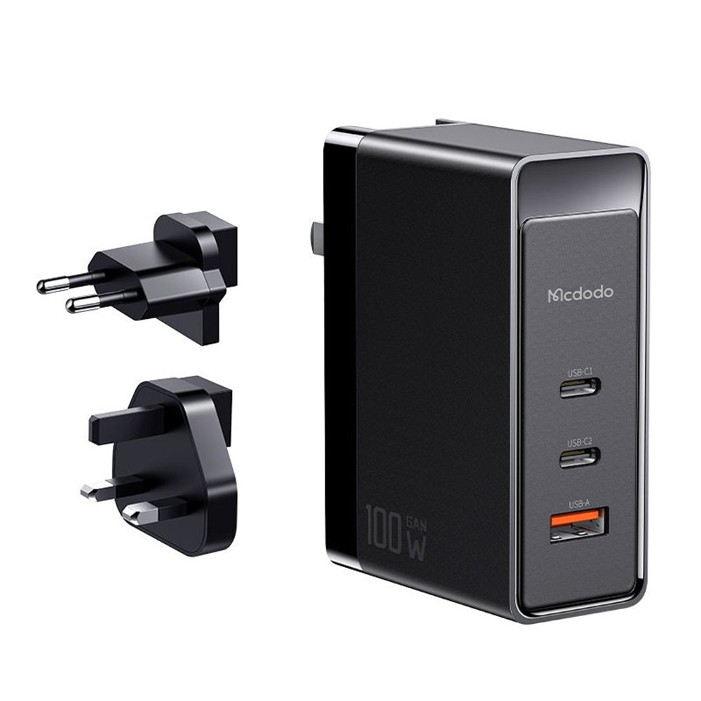 Chargeur Réseau McDodo CH-8101 Pro Nuc AR Power Travel, 100W, 5A, 1 x USB-A - 2 x USB-C, Noir