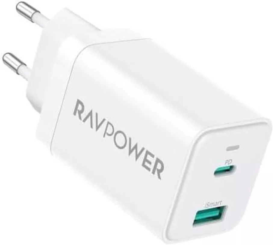 Chargeur secteur RavPower RP-PC171, 45W, 3A, 1 x USB-A - 1 x USB-C, Blanc