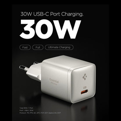 Spigen EE301EU Essential netlader, 30W, 3A, 1 x USB-C, Titan Grijs ACH10448