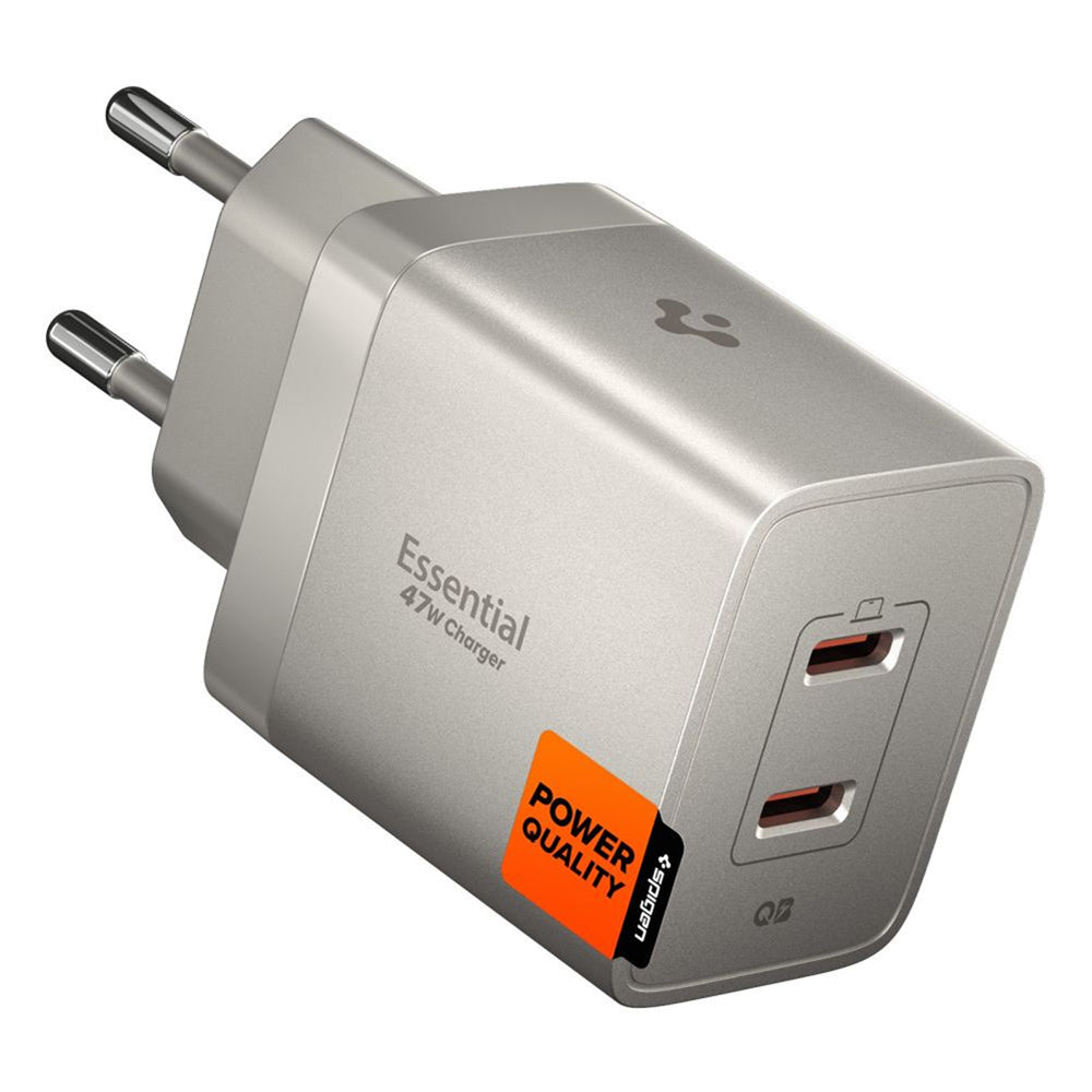Spigen EE472EU Essential Netlader, 47W, 3A, 2 x USB-C, Titan Grijs ACH10451