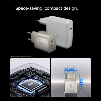 Spigen EE472EU Essential Netlader, 47W, 3A, 2 x USB-C, Titan Grijs ACH10451