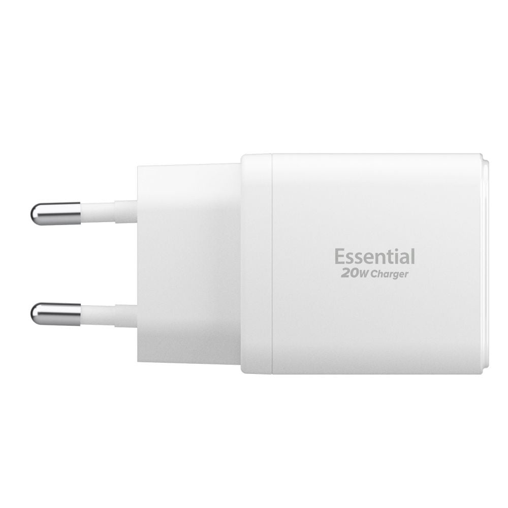 Chargeur Réseau Spigen Essential, 20W, 3A, 1 x USB-A - 1 x USB-C, Blanc ACH08704