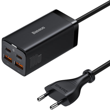 Baseus GaN3 Pro Oplaadstation, 100W, 5A, 2 x USB-A - 2 x USB-C, Zwart CCGP000101