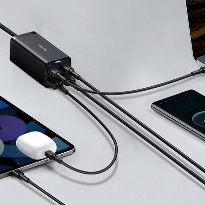 Baseus GaN3 Pro Oplaadstation, 100W, 5A, 2 x USB-A - 2 x USB-C, Zwart CCGP000101