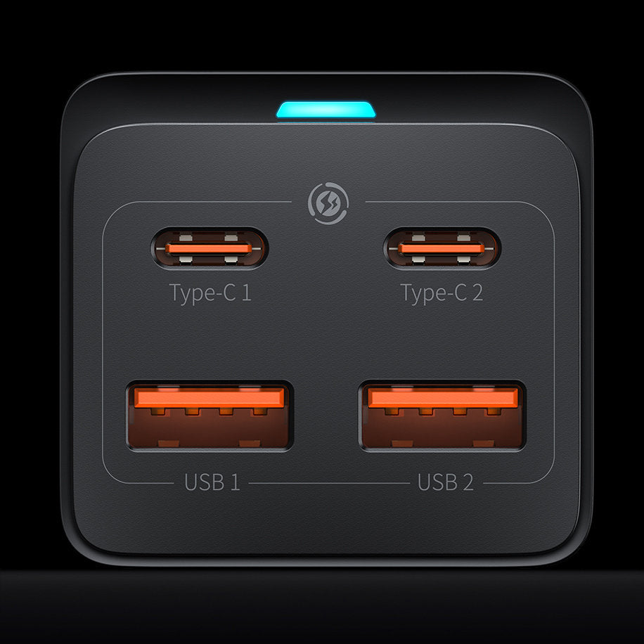 Baseus GaN3 Pro Oplaadstation, 100W, 5A, 2 x USB-A - 2 x USB-C, Zwart CCGP000101