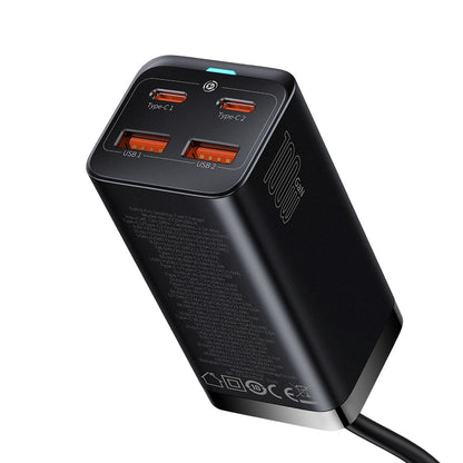 Baseus GaN3 Pro Oplaadstation, 100W, 5A, 2 x USB-A - 2 x USB-C, Zwart CCGP000101