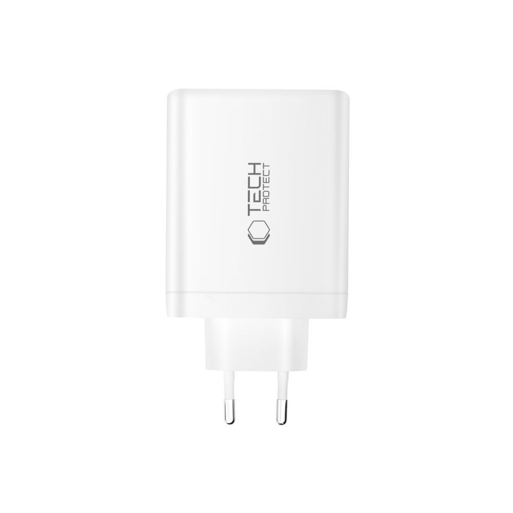 Chargeur Réseau Tech-Protect NC120W-GAN, 120W, 5A, 1 x USB-A - 3 x USB-C, Blanc