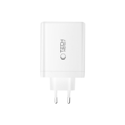 Chargeur Réseau Tech-Protect NC120W-GAN, 120W, 5A, 1 x USB-A - 3 x USB-C, Blanc