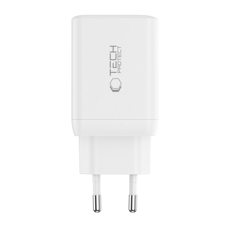 Chargeur réseau Tech-Protect NC45W, 45W, 3A, 2 x USB-C, blanc 