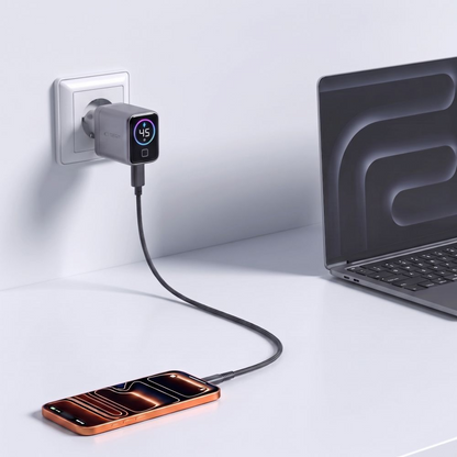 Tech-Protect NC45W Display Netzladegerät, 45W, 3A, 1 x USB-C, Grau