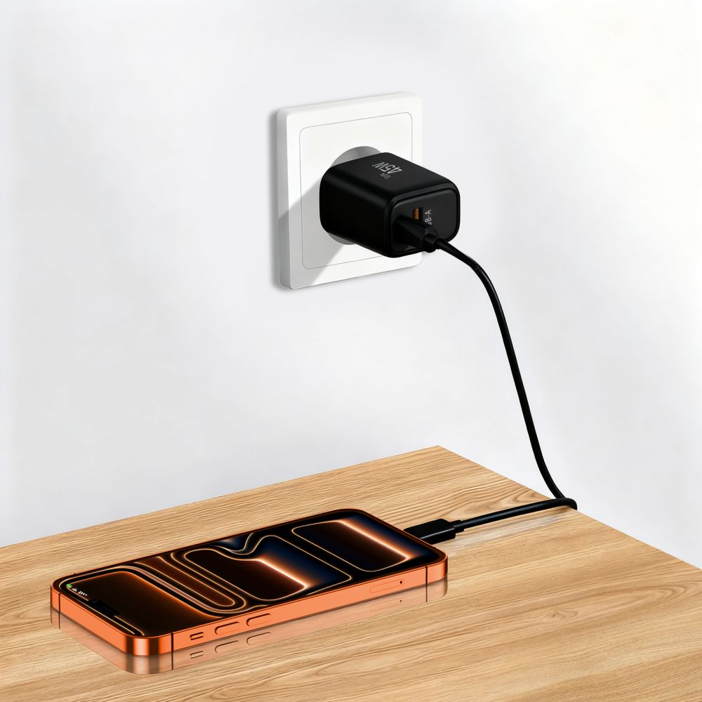 Chargeur Réseau Tech-Protect NCA45W, 45W, 3A, 1 x USB-A - 1 x USB-C, Noir