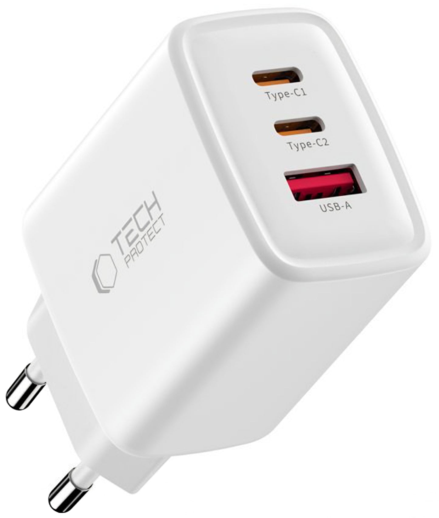 Chargeur Réseau Tech-Protect NCA65W, 65W, 3A, 1 x USB-A - 2 x USB-C, Blanc