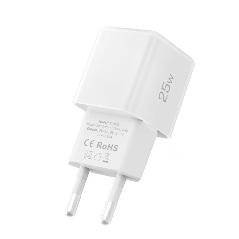 Chargeur secteur Tech-Protect NCM25, 25W, 3A, 1 x USB-C, Blanc