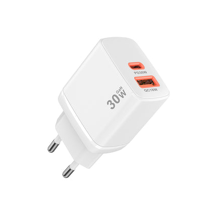 Netwerkoplader Techsuit CH1 Duonix, 30W, 3A, 1 x USB-A - 1 x USB-C, Wit