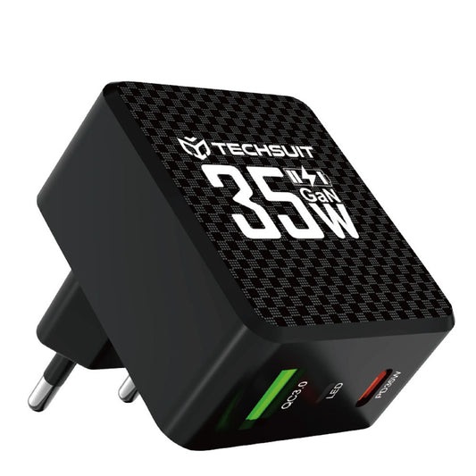 Techsuit CHPD173 Tiny Netwerkoplader, 35W, 3A, 1 x USB-A - 1 x USB-C, Zwart