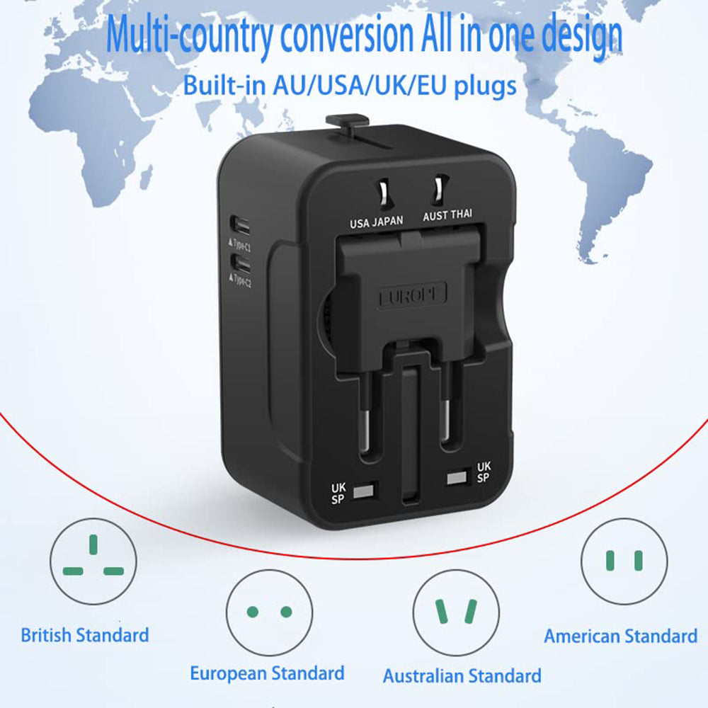 Techsuit HHT202-2C Travel Netwerkoplader, 15W, 3A, 2 x USB-C, Wit