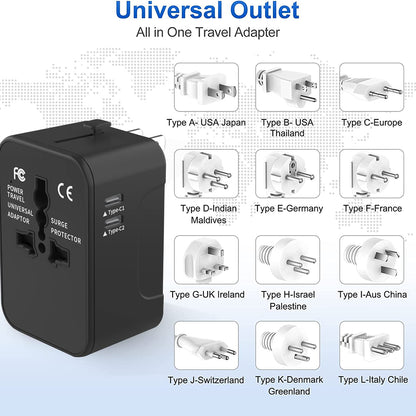 Techsuit HHT202-2C Travel Netwerkoplader, 15W, 3A, 2 x USB-C, Wit