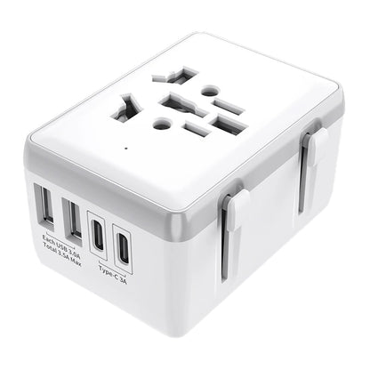 Chargeur Réseau Techsuit HHt204A Travel, 15W, 3A, 2 x USB-A - 2 x USB-C, Blanc