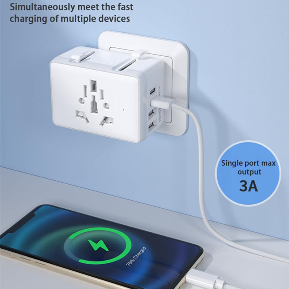 Chargeur Réseau Techsuit HHt204A Travel, 15W, 3A, 2 x USB-A - 2 x USB-C, Blanc