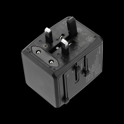 Techsuit HHT904-B2 Travel Netwerkoplader, 20W, 3A, 2 x USB-A - 2 x USB-C, Zwart