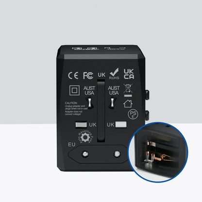 Techsuit HHT904-B2 Travel Netwerkoplader, 20W, 3A, 2 x USB-A - 2 x USB-C, Zwart