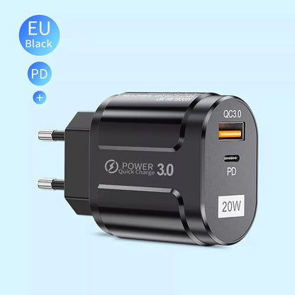 Techsuit Premium Netzladegerät, 20W, 3A, 1 x USB-A - 1 x USB-C, Weiß