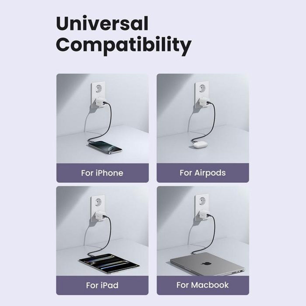 UGREEN X516 Netwerkoplader, 30W, 3A, 1 x USB-A - 1 x USB-C, Wit