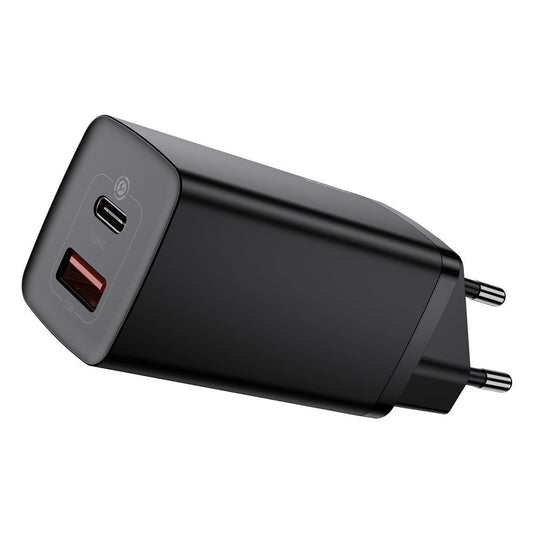 Baseus GaN2 Lite Network Charger, 65W, 3A, 1 x USB-A - 1 x USB-C, Noir CCGAN2L-B01 