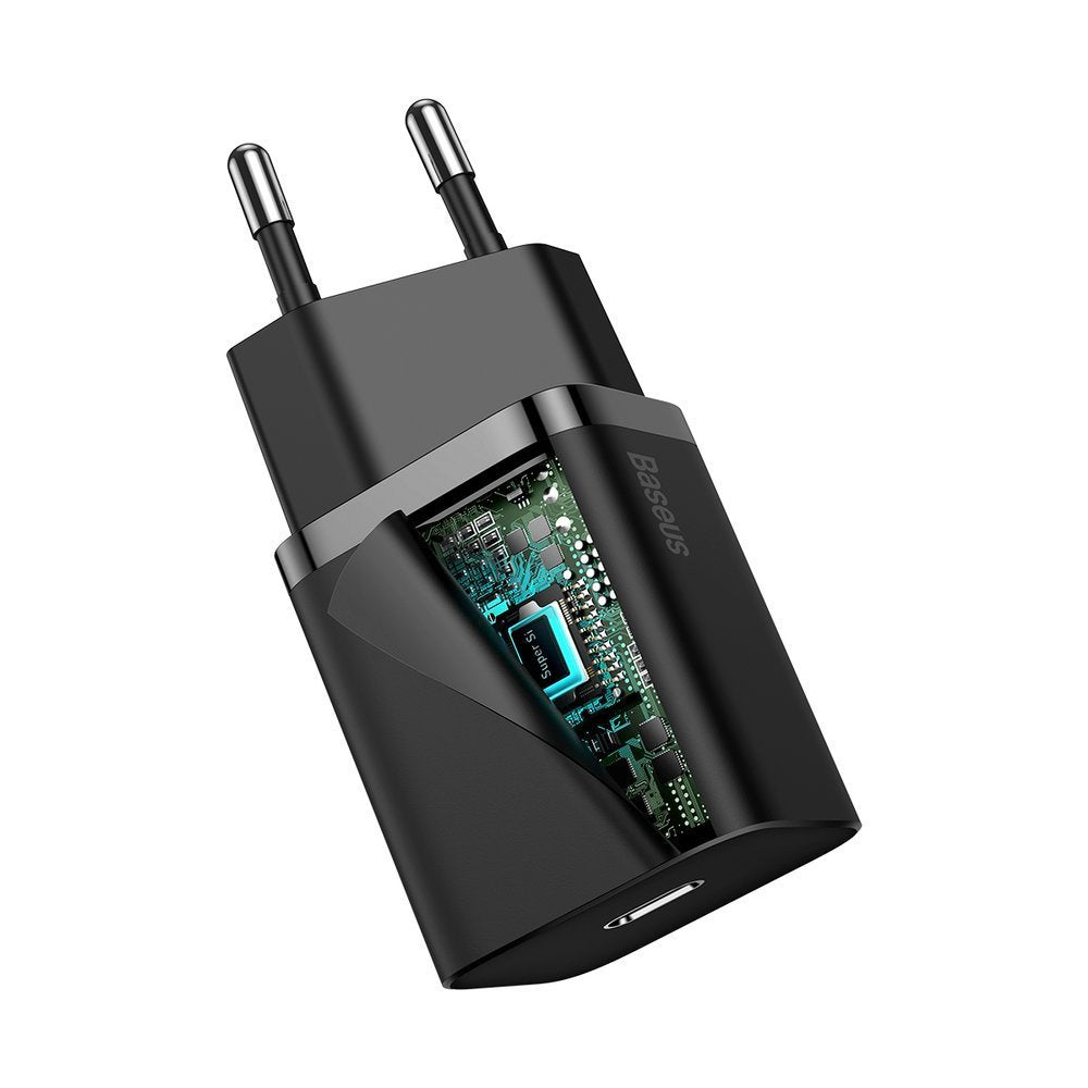 Baseus Super Si Network Charger, 20W, 3A, 1 x USB-C, Noir CCSUP-B01