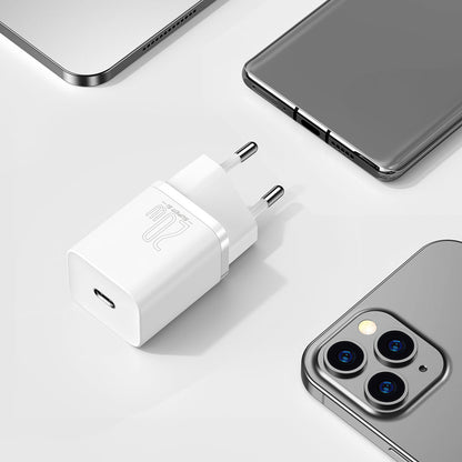 Baseus Super Si netwerkoplader, 20W, 3A, 1 x USB-C, Wit CCSUP-B02