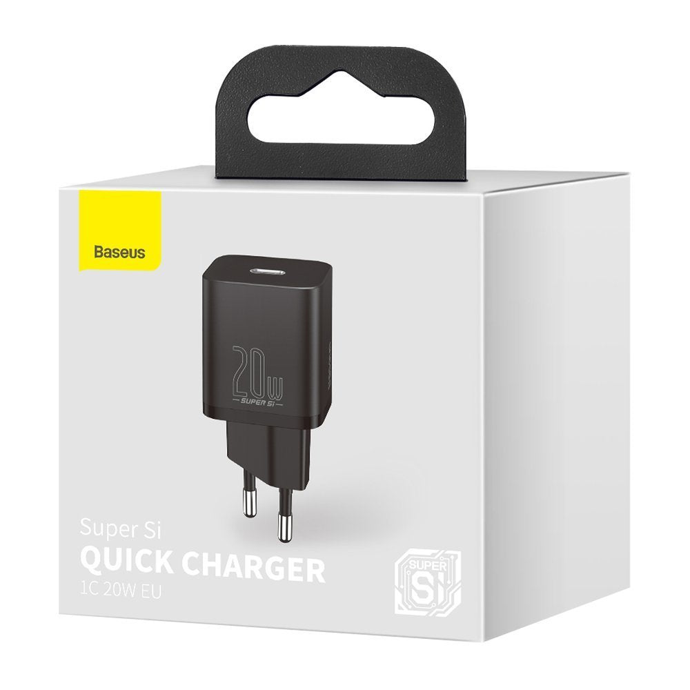 Baseus Super Si Network Charger, 20W, 3A, 1 x USB-C, Noir CCSUP-B01