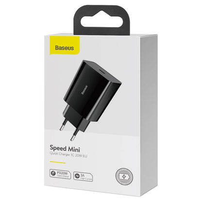 Chargeur réseau Baseus Speed, 20W, 3A, 1 x USB-C, noir CCFS-SN01 