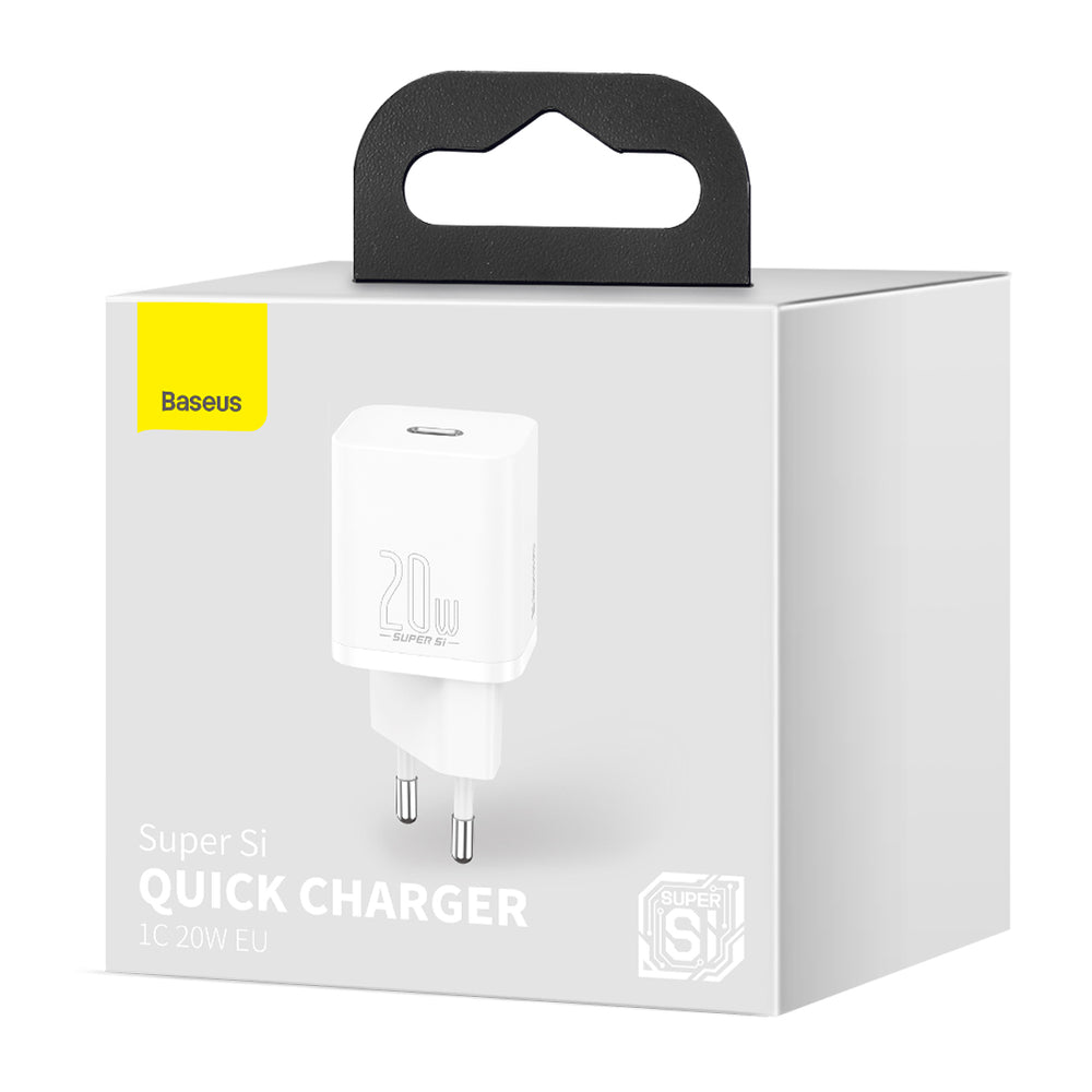 Baseus Super Si netwerkoplader, 20W, 3A, 1 x USB-C, Wit CCSUP-B02