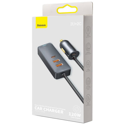 Baseus Share Together Autolader, 120W, 3A, 2 x USB-A - 2 x USB-C, Grijs CCBT-A0G