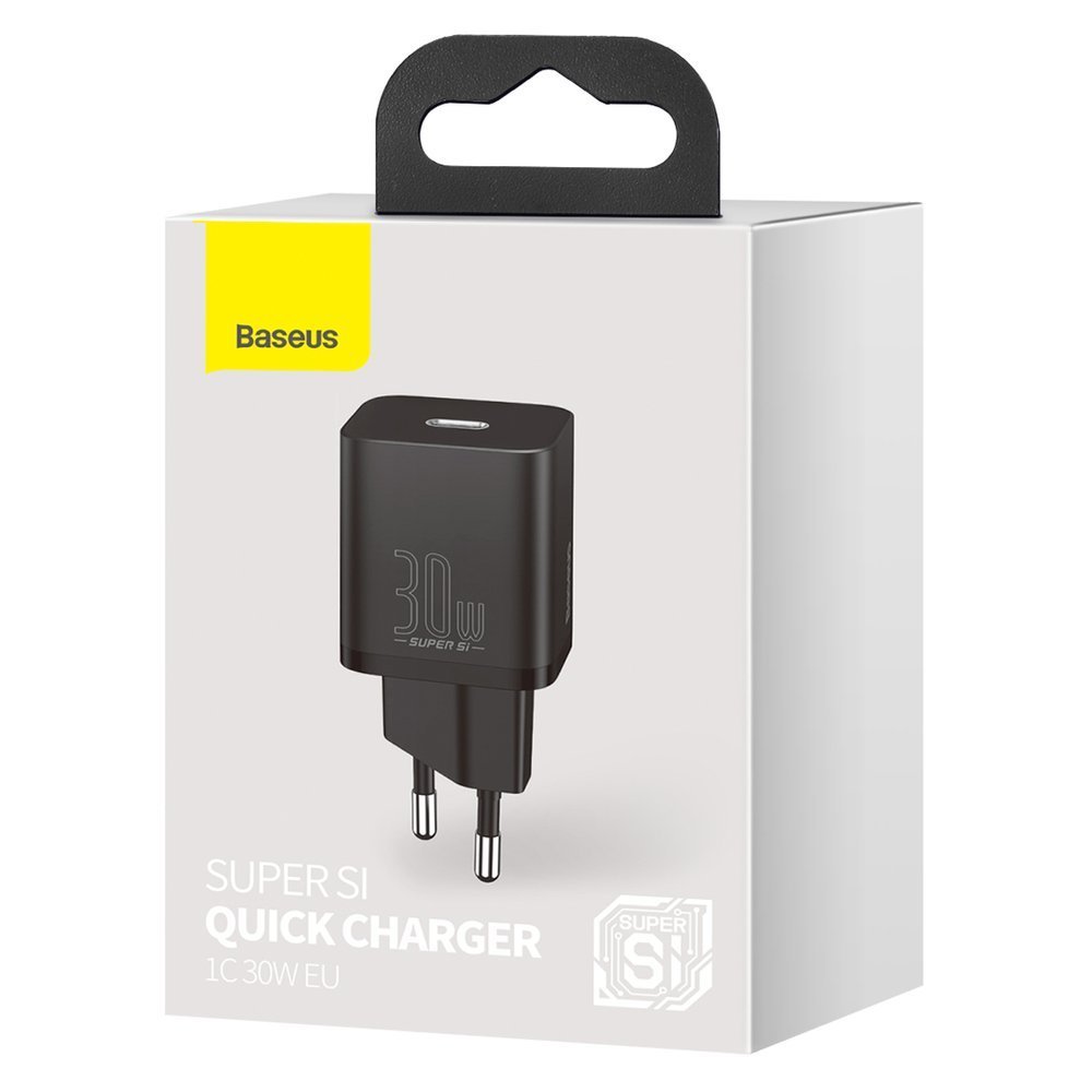 Baseus Super Si netwerkoplader, 30W, 3A, 1 x USB-C, zwart CCSUP-J01 